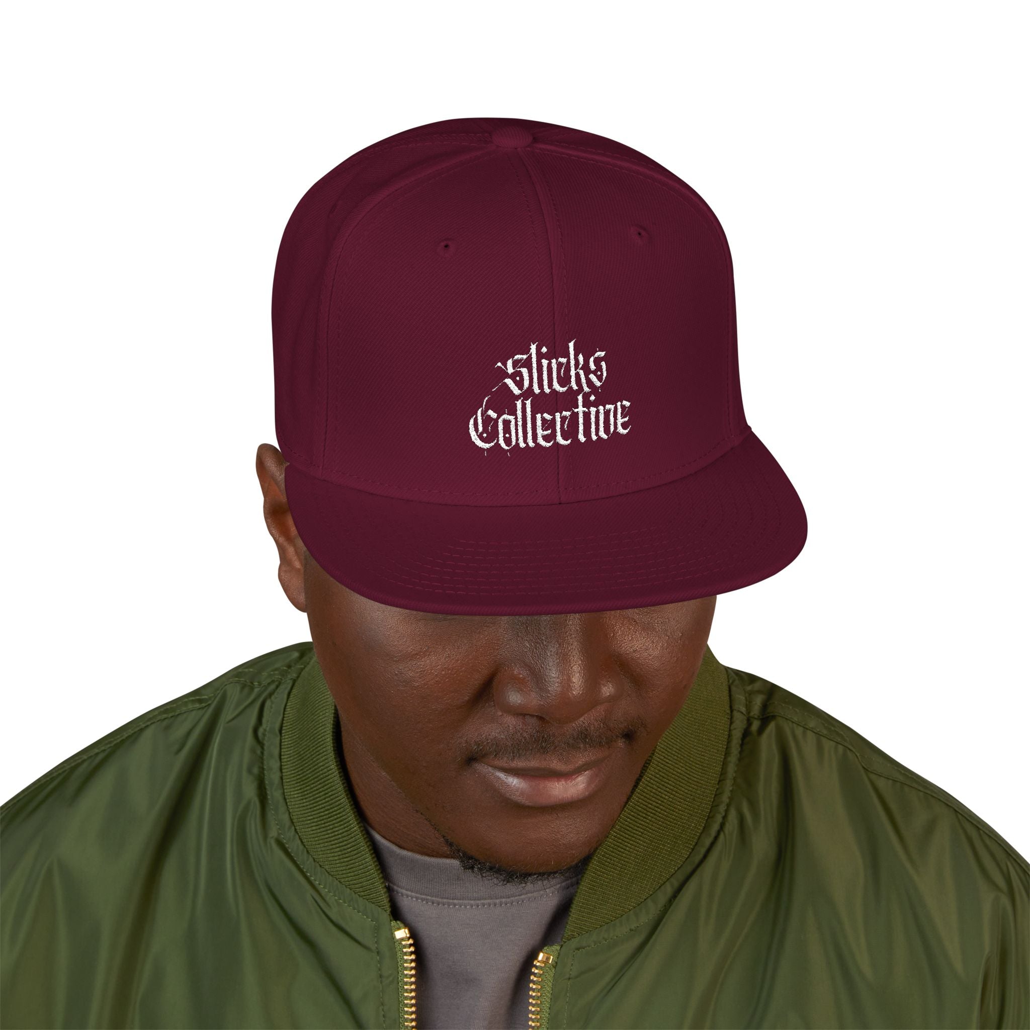 Embroidered Urban Snapback Hat — Distressed White Logo