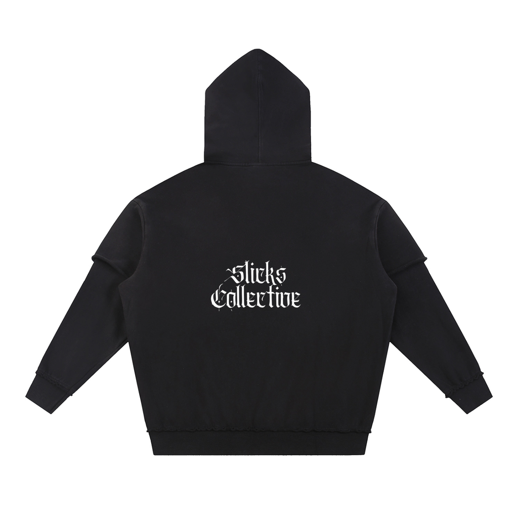 Snow Washed Raw Edge Double Layered Hoodie - *Signature*