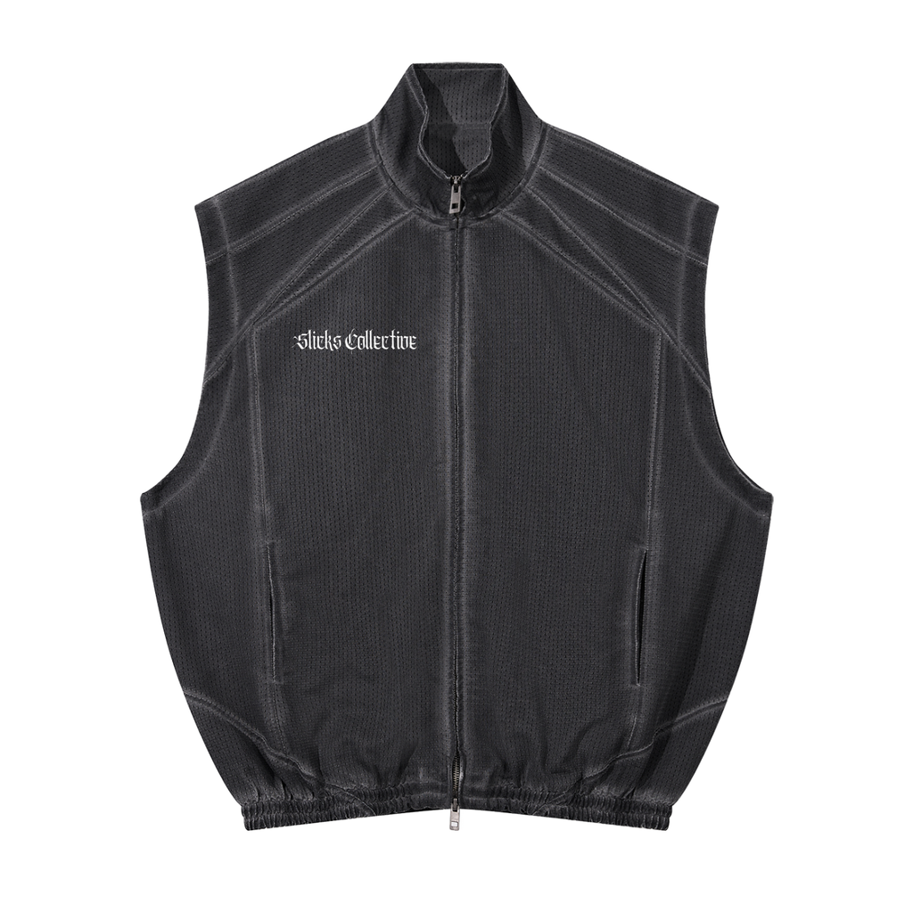 Vintage Wash Mesh Full-Zip Vest