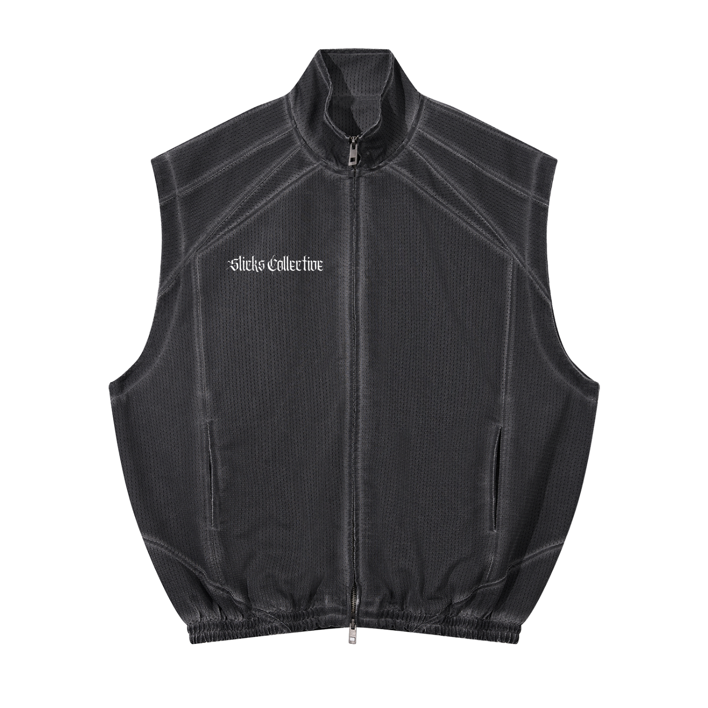 Vintage Wash Mesh Full-Zip Vest