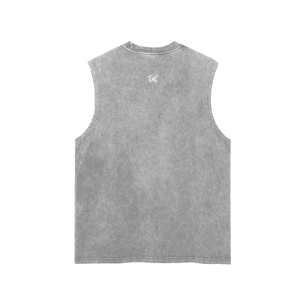 Snow Washed Frayed Hem Tank Top - *Signature*