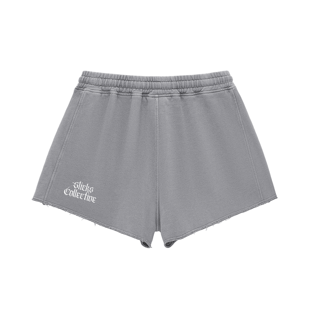 Snow Washed Raw Edge Shorts - *Signature* White Logo