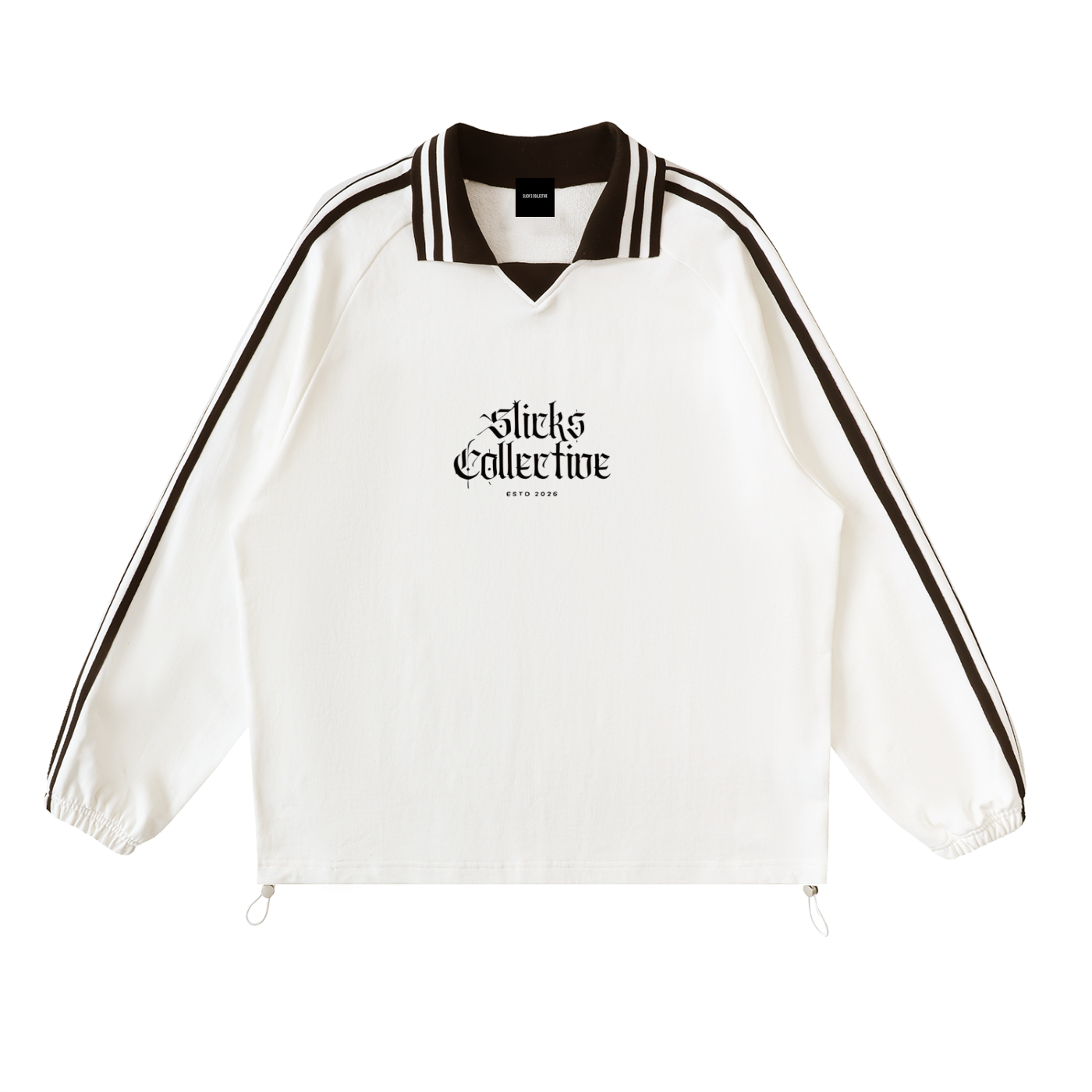 Contrast Striped Lapel Collar Sweatshirt - *Signature*