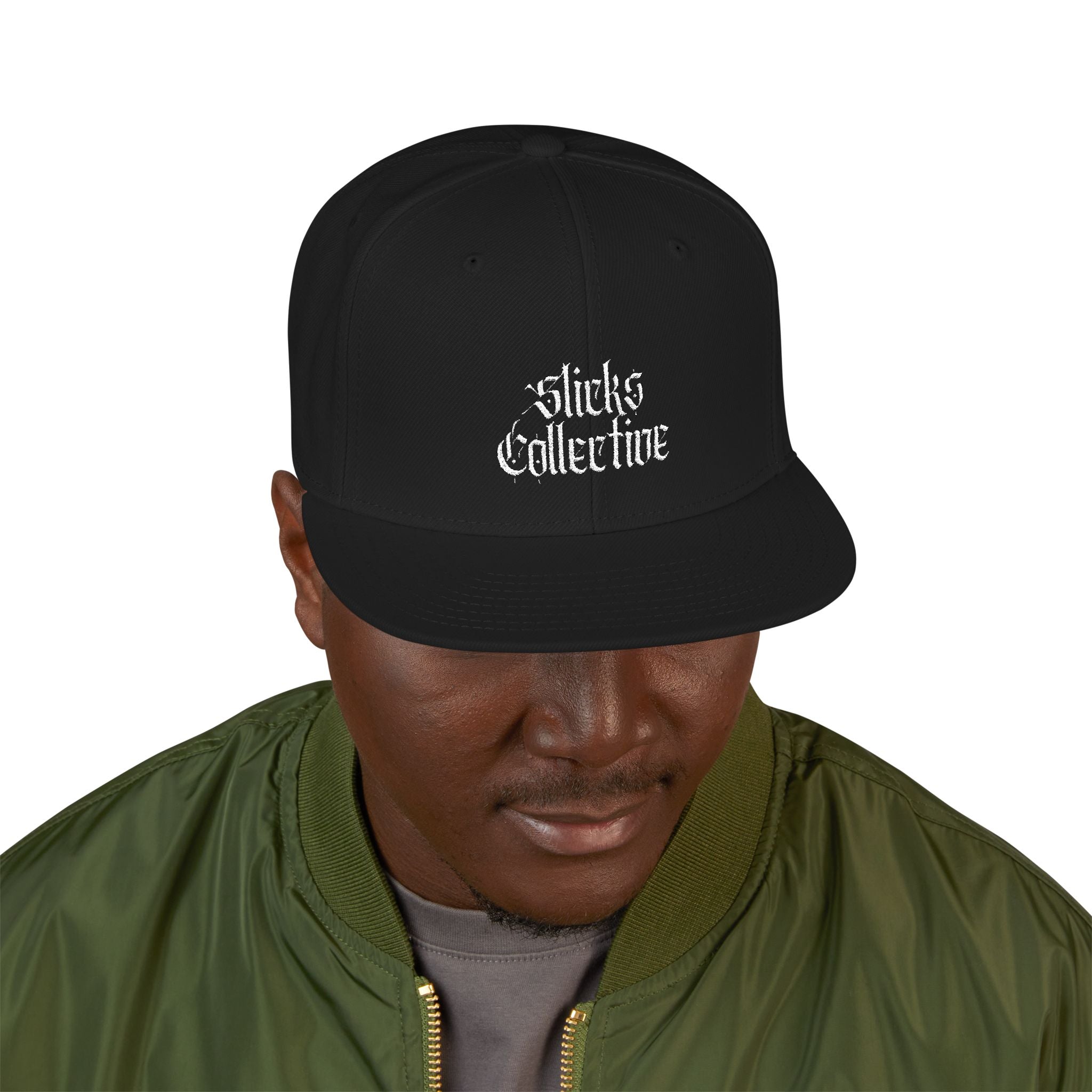 Embroidered Urban Snapback Hat — Distressed White Logo
