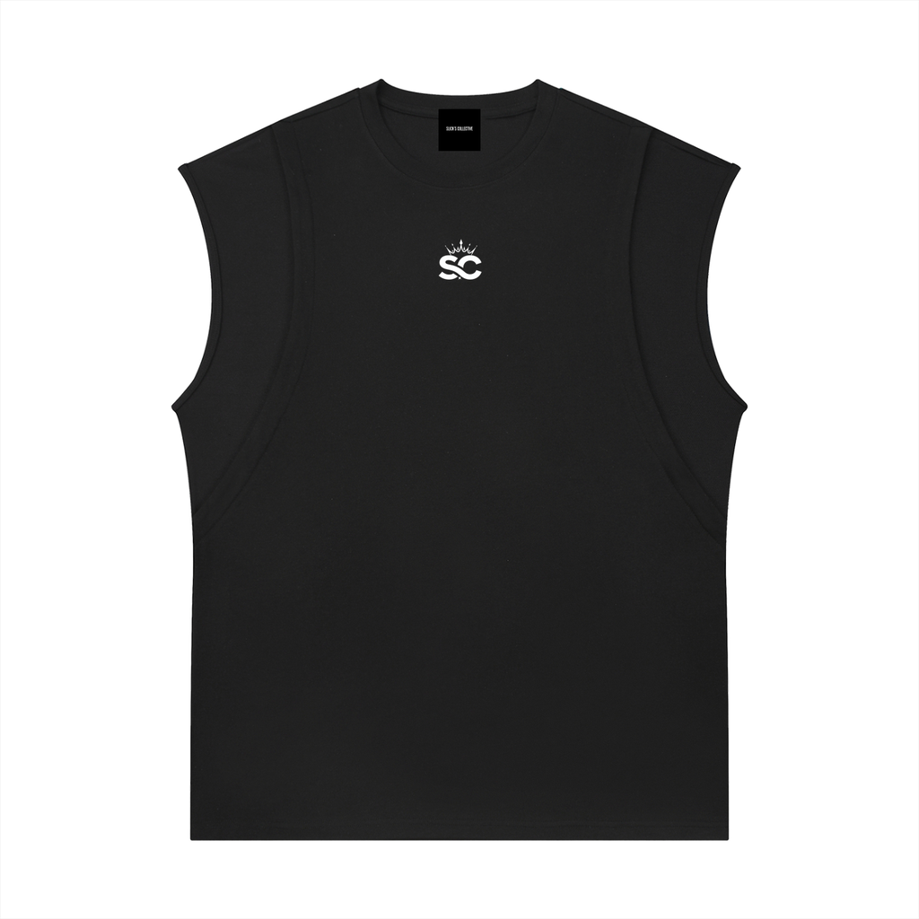 Spliced Panel Sleeveless Muscle Tee - *Rise*