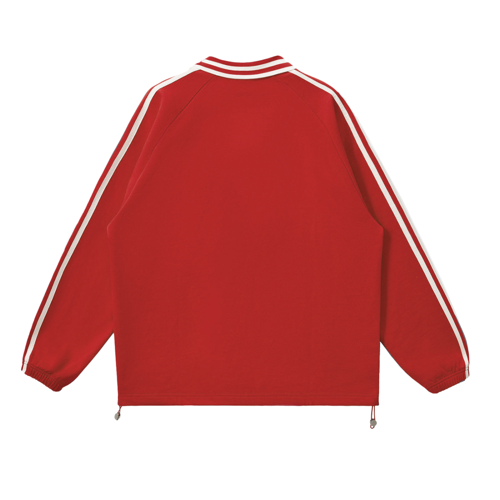 Contrast Striped Lapel Collar Sweatshirt - *Signature*