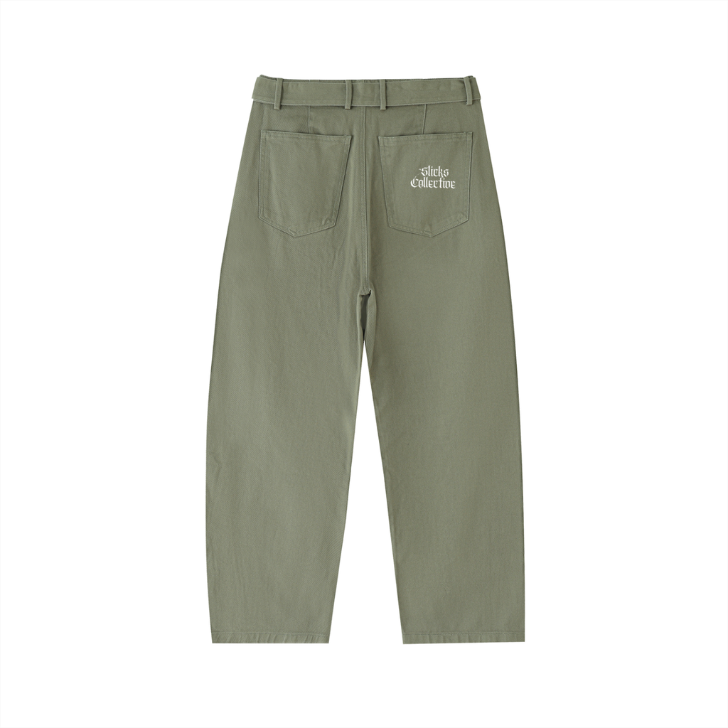 Belted Barrel-leg Chino Pants - *Signature*