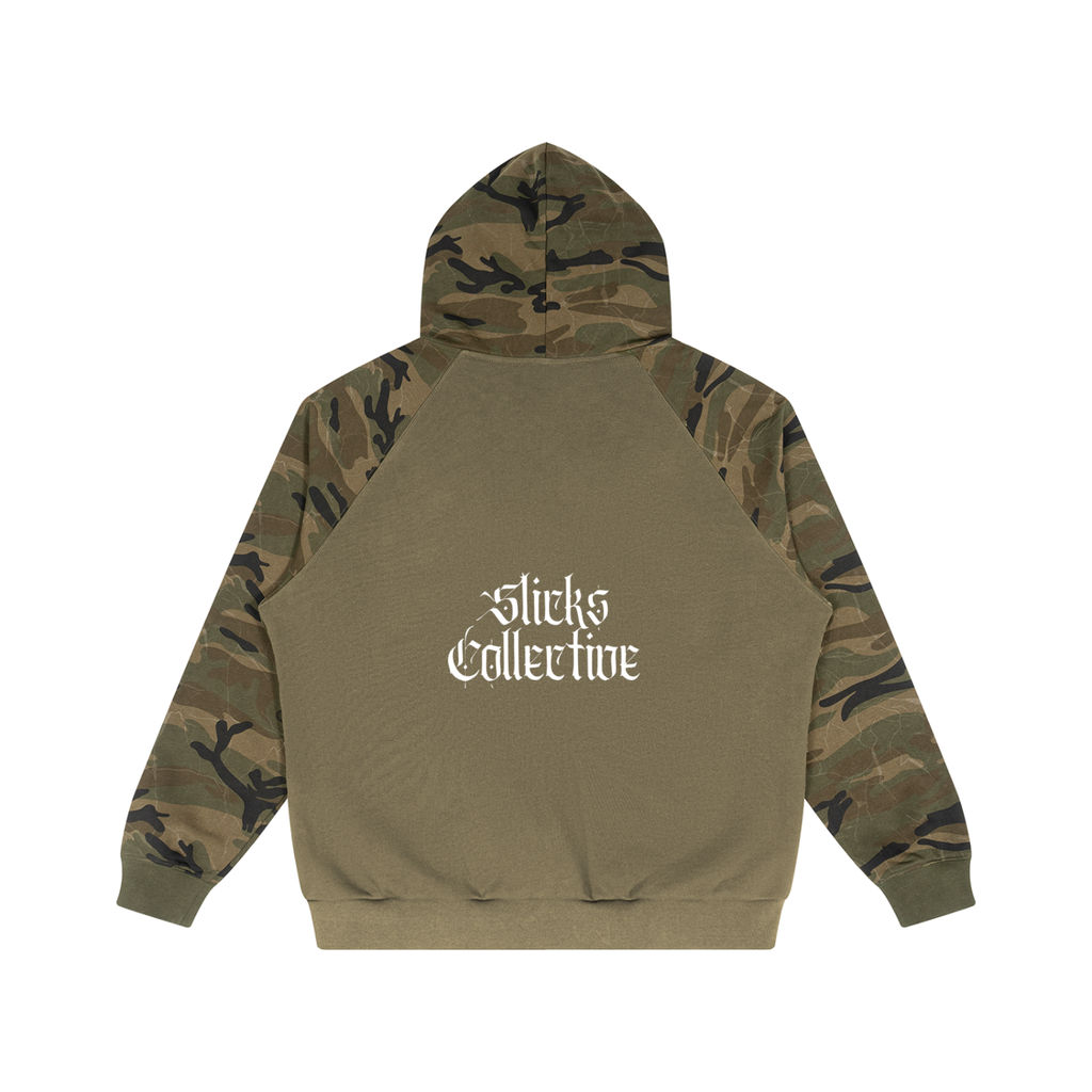 Camo-Splice Raglan Zip Hoodie