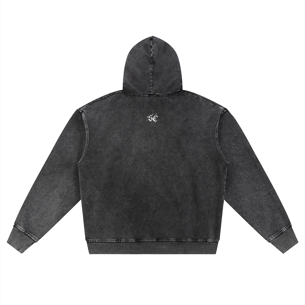 Snow Wash Oversized Zip-Up Hoodie - *Signature*