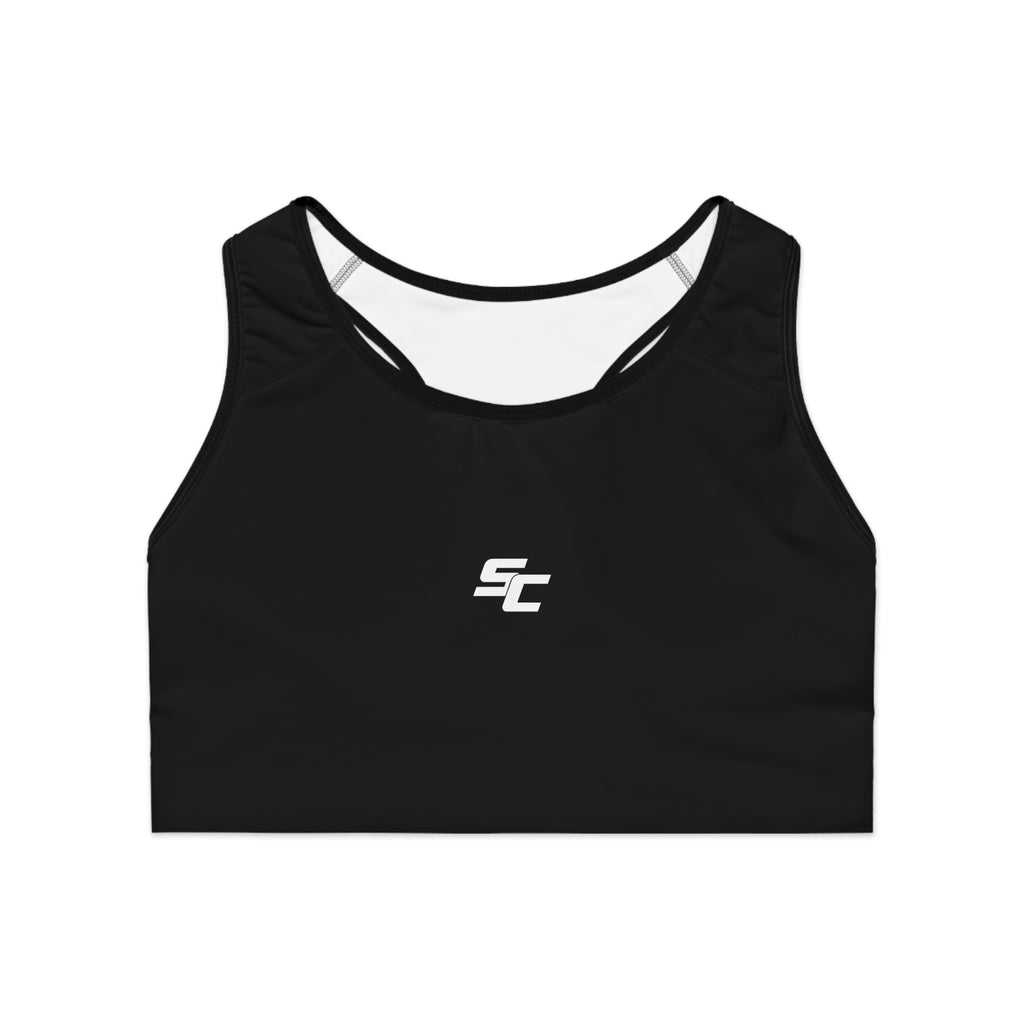 Minimalist SC Logo Sports Bra — Racerback Athletic Crop Top