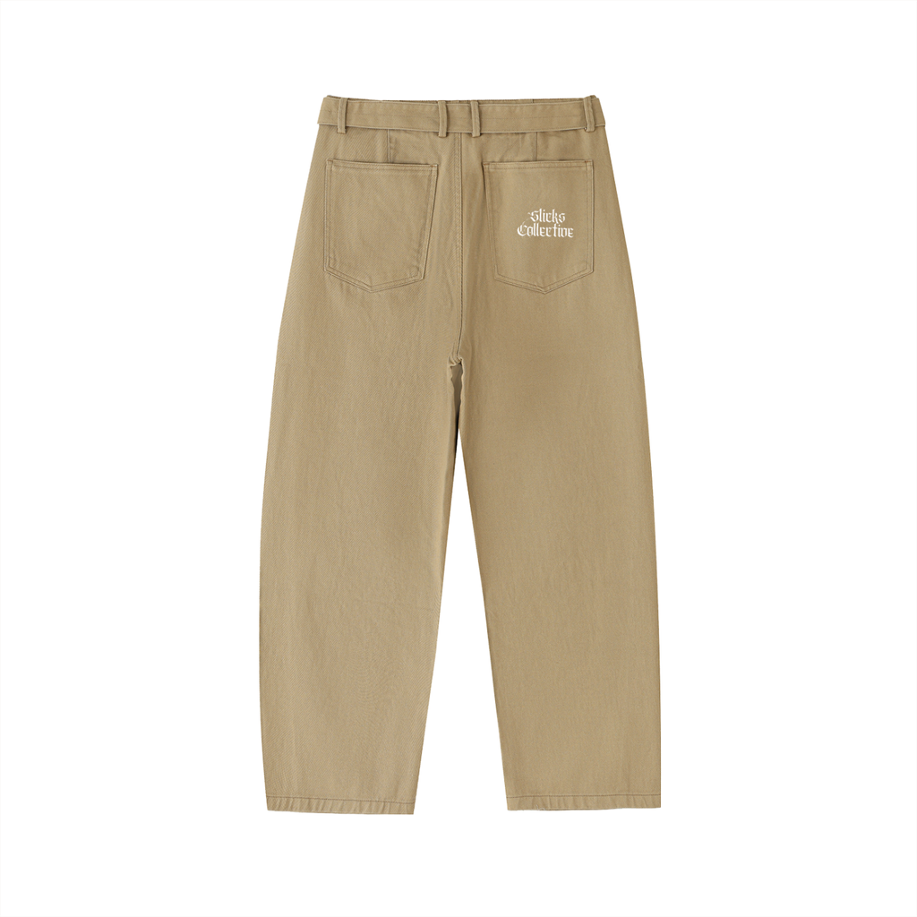 Belted Barrel-leg Chino Pants - *Signature*