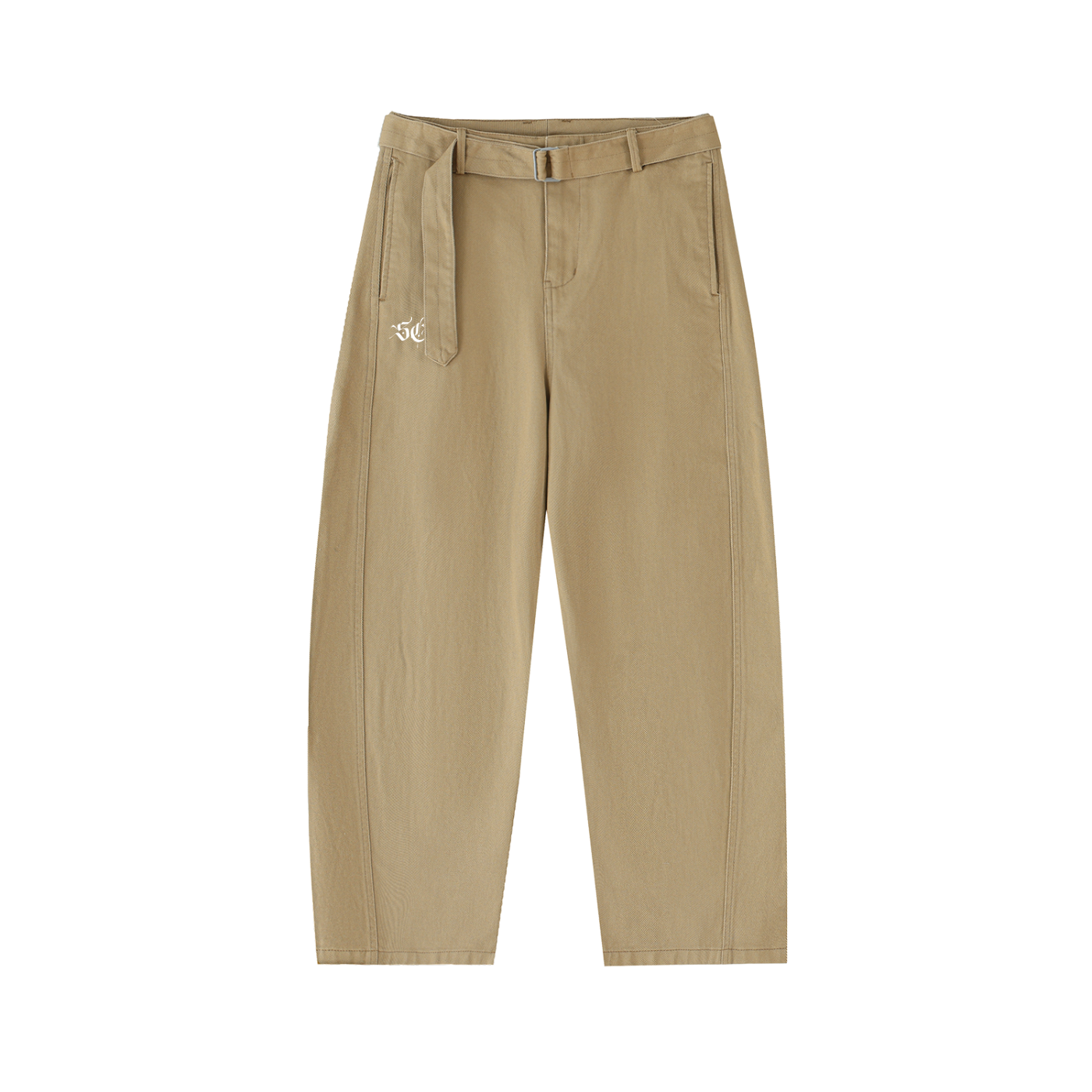 Belted Barrel-leg Chino Pants - *Signature*
