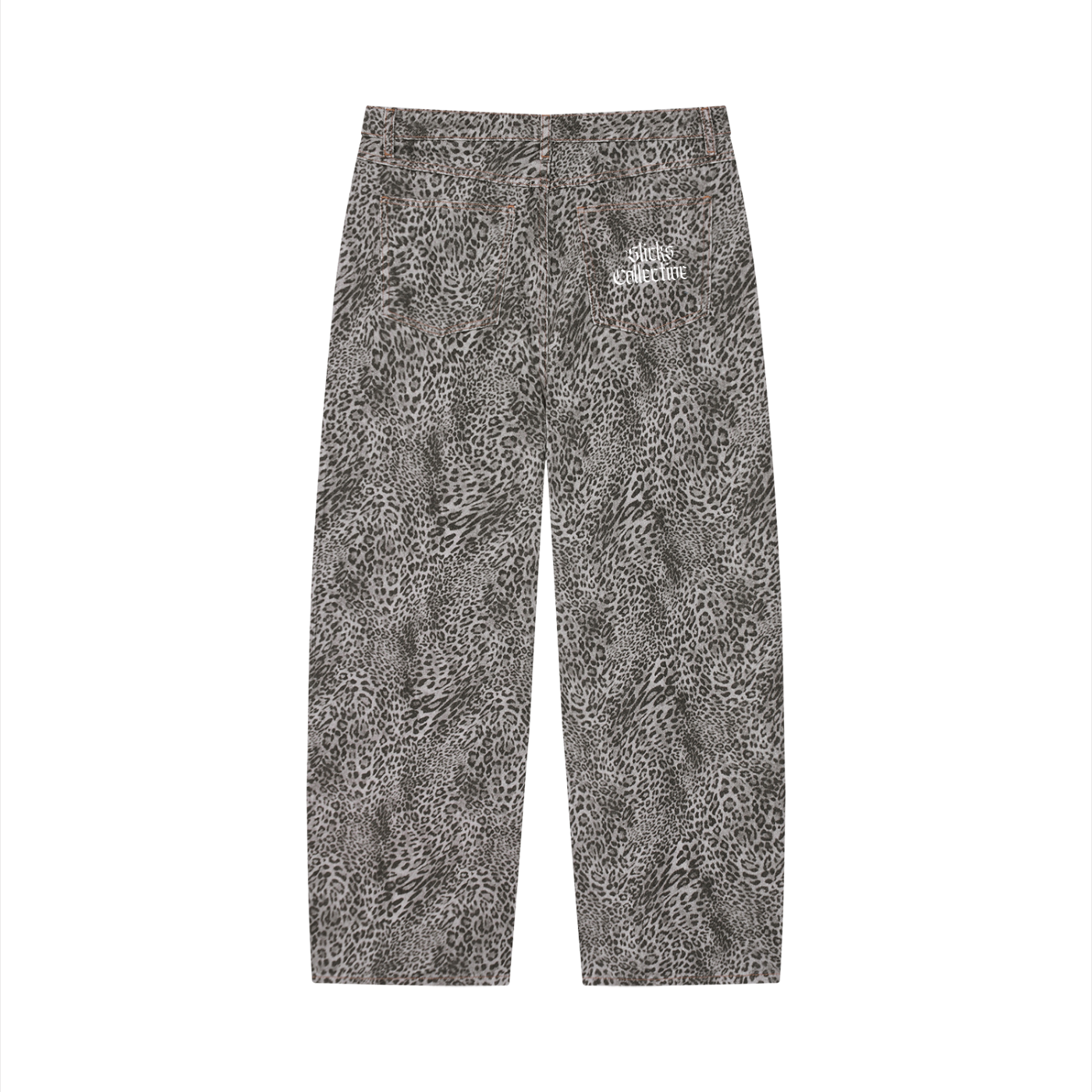 Vintage Wash Leopard Wide Leg Jeans - *Signature*