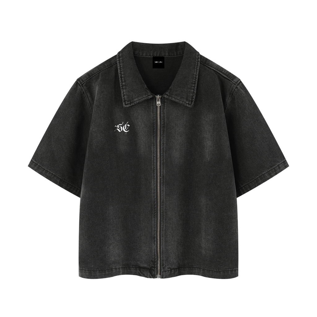 Vintage Washed Full-Zip Denim Shirt - *Signature*