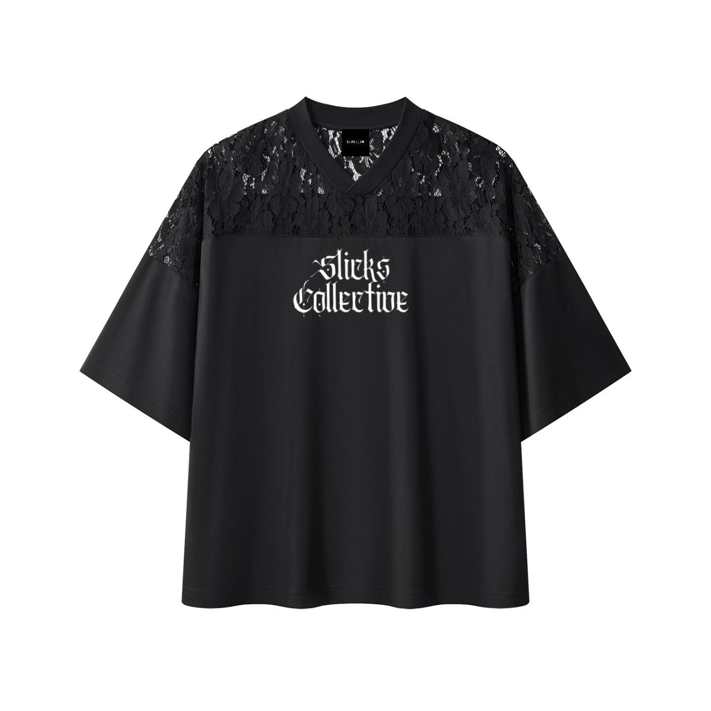 Lace Paneling V-Neck T-Shirt - *Signature*