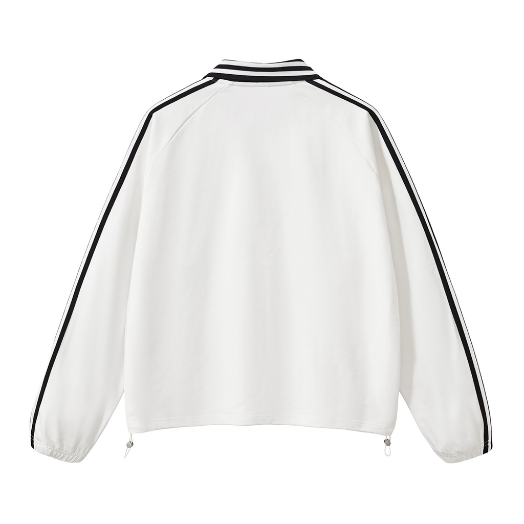 Contrast Striped Lapel Collar Sweatshirt - *Signature*
