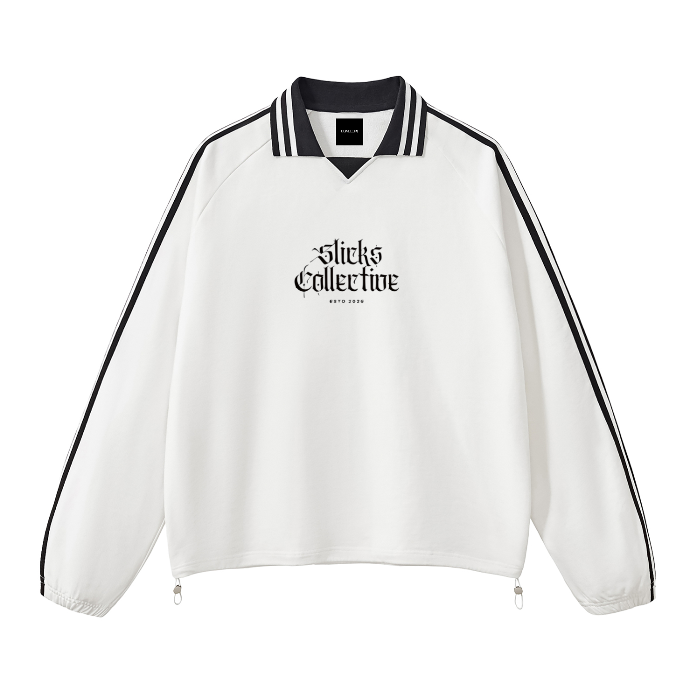 Contrast Striped Lapel Collar Sweatshirt - *Signature*