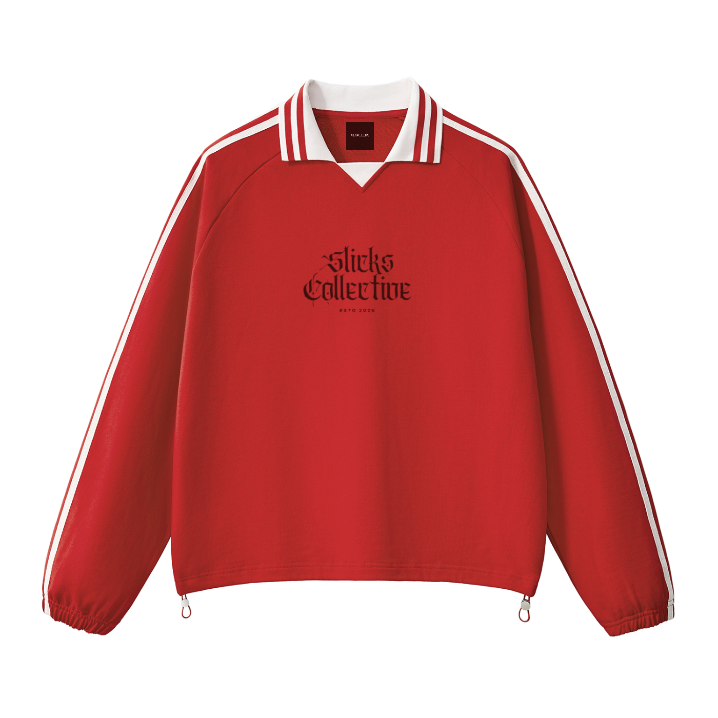 Contrast Striped Lapel Collar Sweatshirt - *Signature*