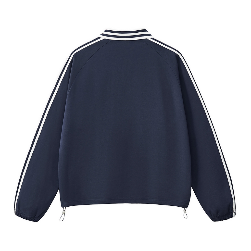 Contrast Striped Lapel Collar Sweatshirt - *Signature*