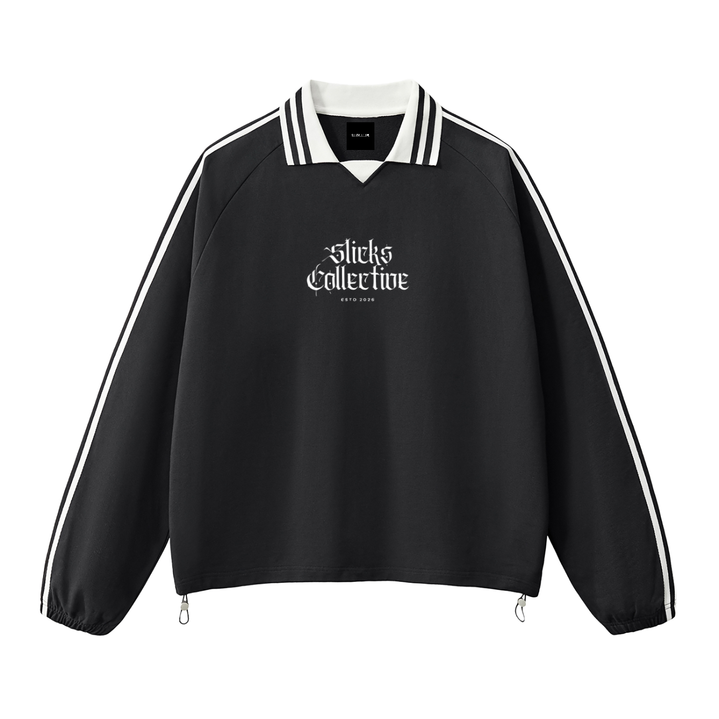 Contrast Striped Lapel Collar Sweatshirt - *Signature*
