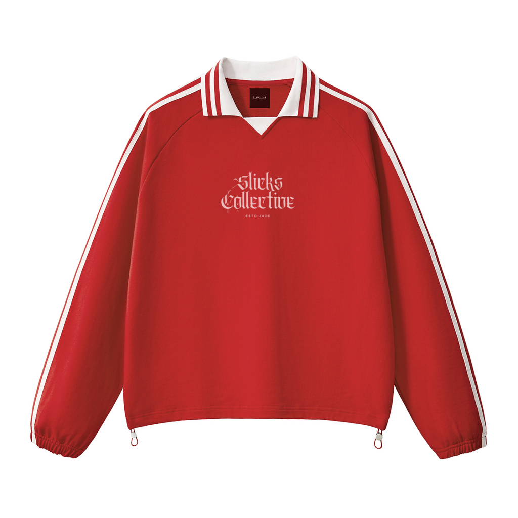 Contrast Striped Lapel Collar Sweatshirt - *Signature*