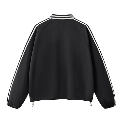 Contrast Striped Lapel Collar Sweatshirt - *Signature*