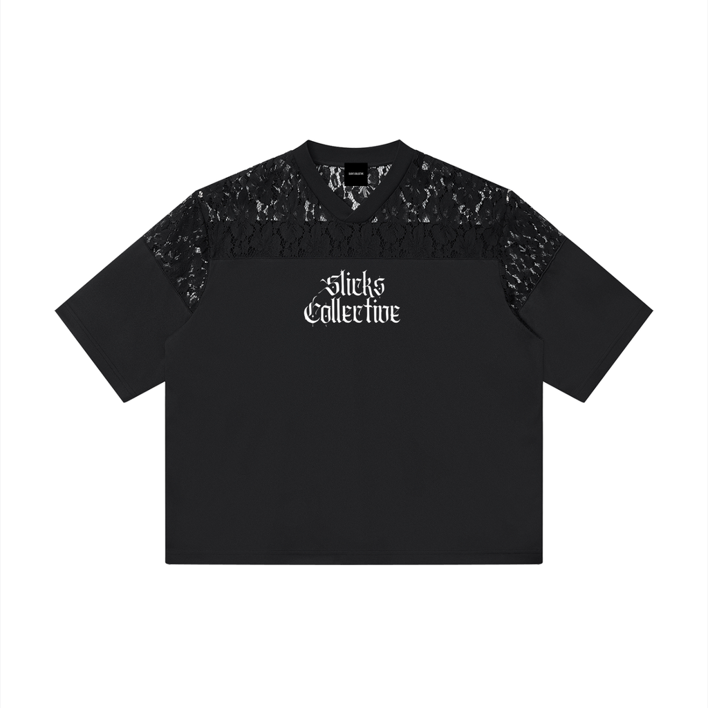 Lace Paneling V-Neck T-Shirt - *Signature*