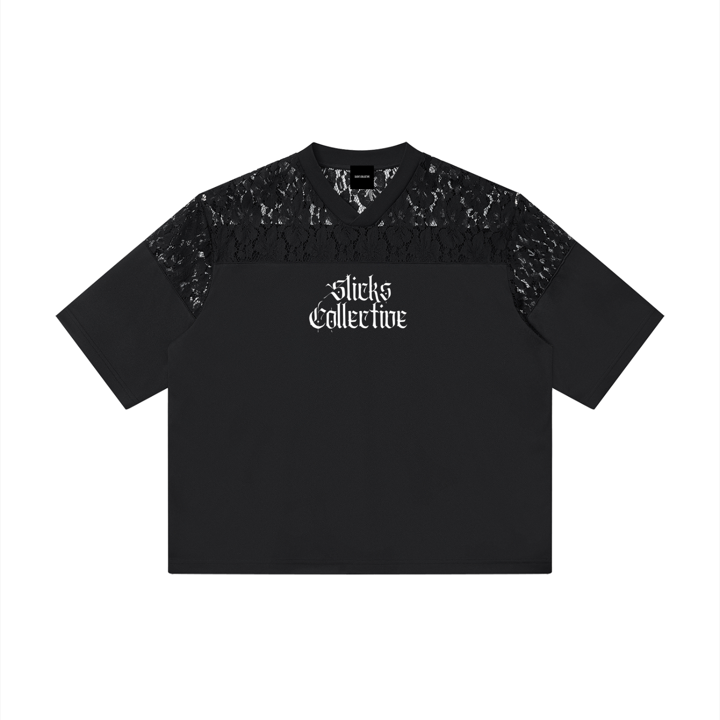 Lace Paneling V-Neck T-Shirt - *Signature*