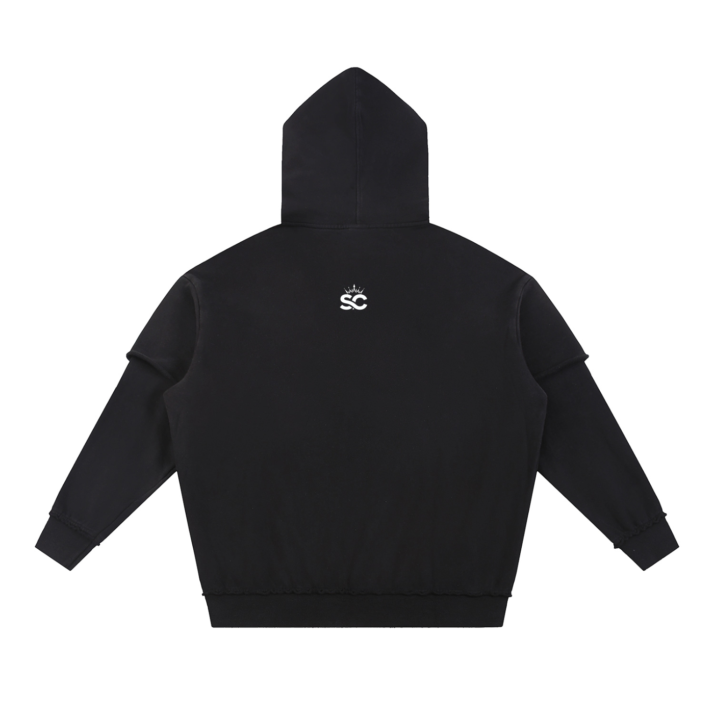 Snow Washed Raw Edge Double Layered Hoodie - *Rise*