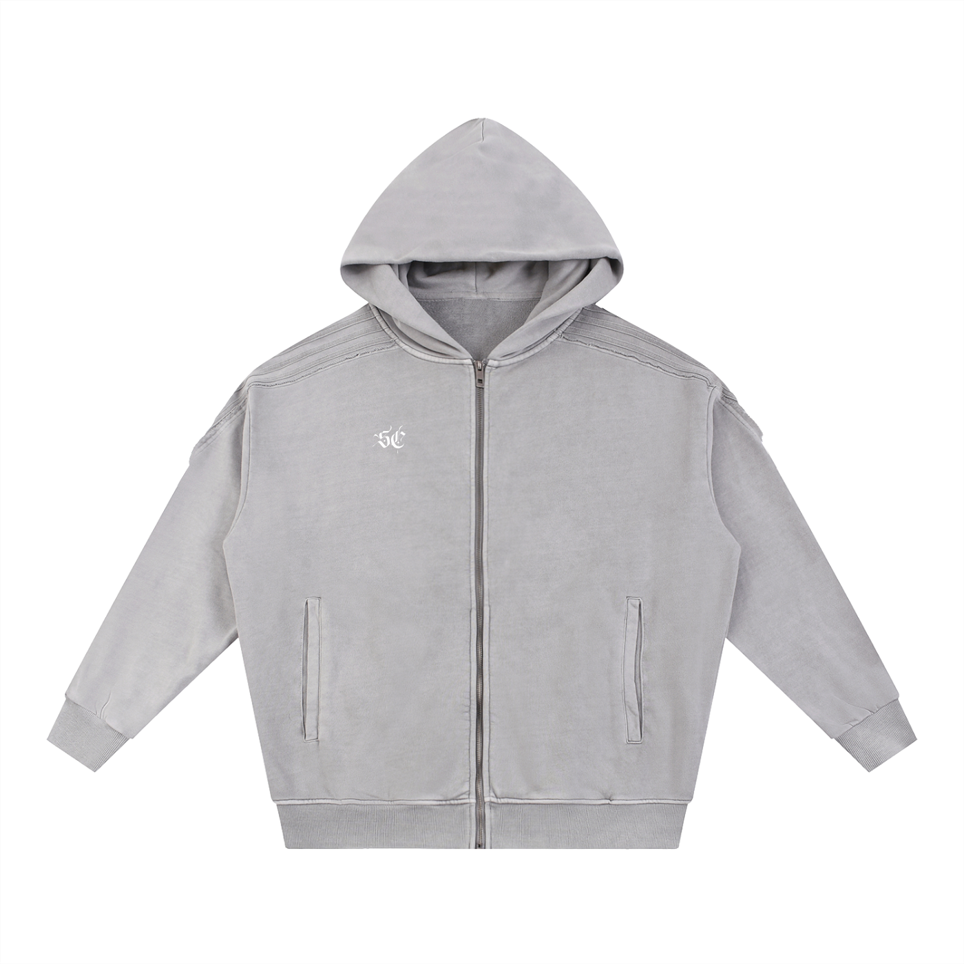 Snow Washed Tape Raw Edge Zip Hoodie - *Signature*