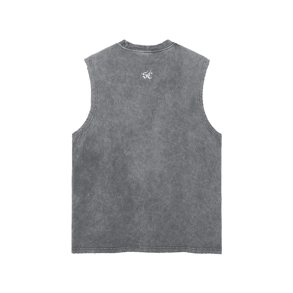 Snow Washed Frayed Hem Tank Top - *Signature*
