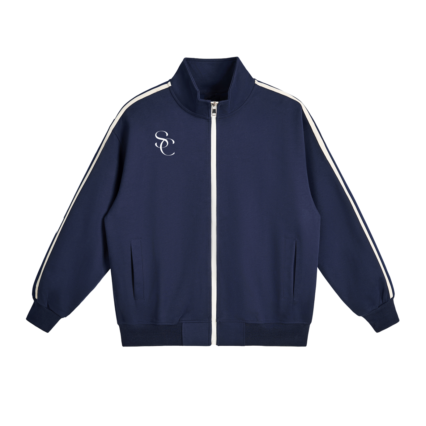 Contrast Side-Stripe Stand Collar  Jacket