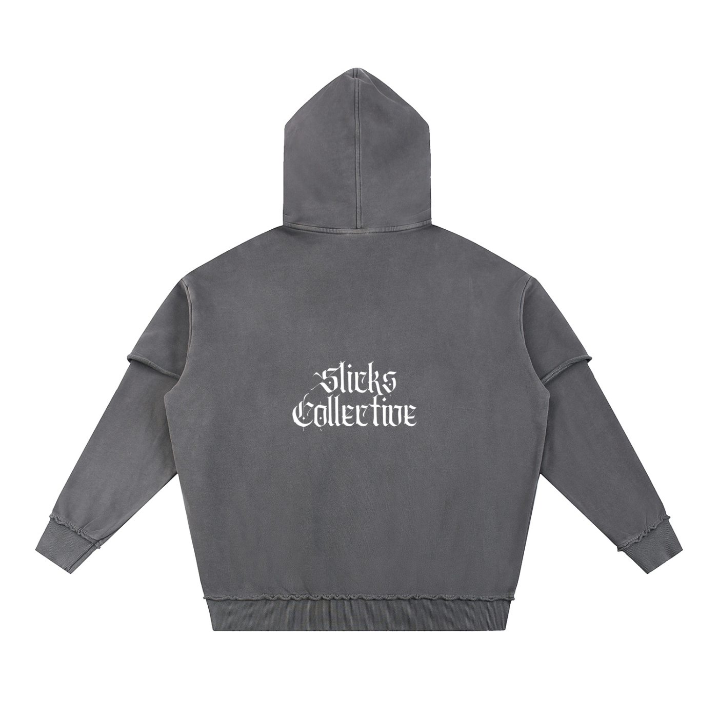 Snow Washed Raw Edge Double Layered Hoodie - *Signature*