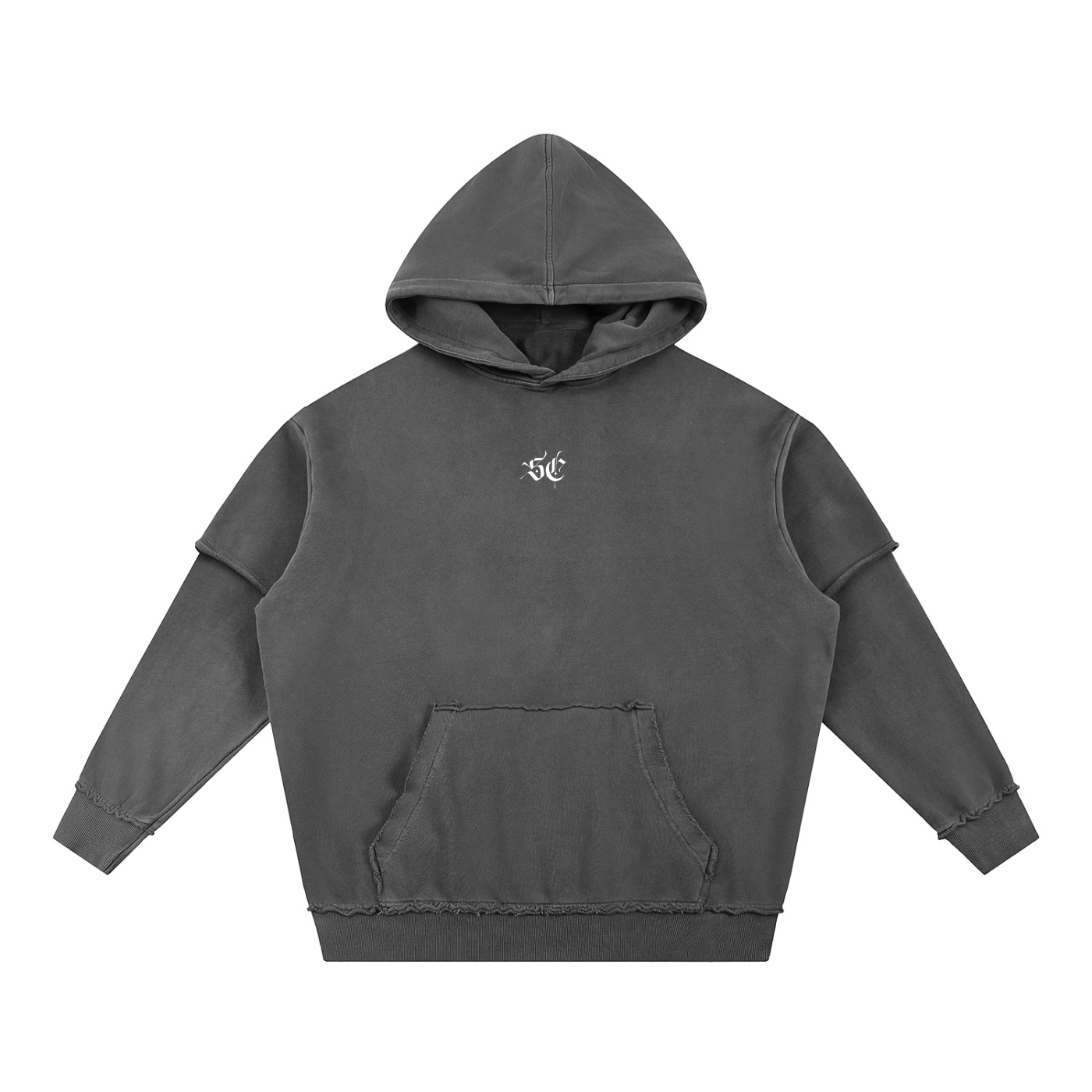 Snow Washed Raw Edge Double Layered Hoodie - *Signature*