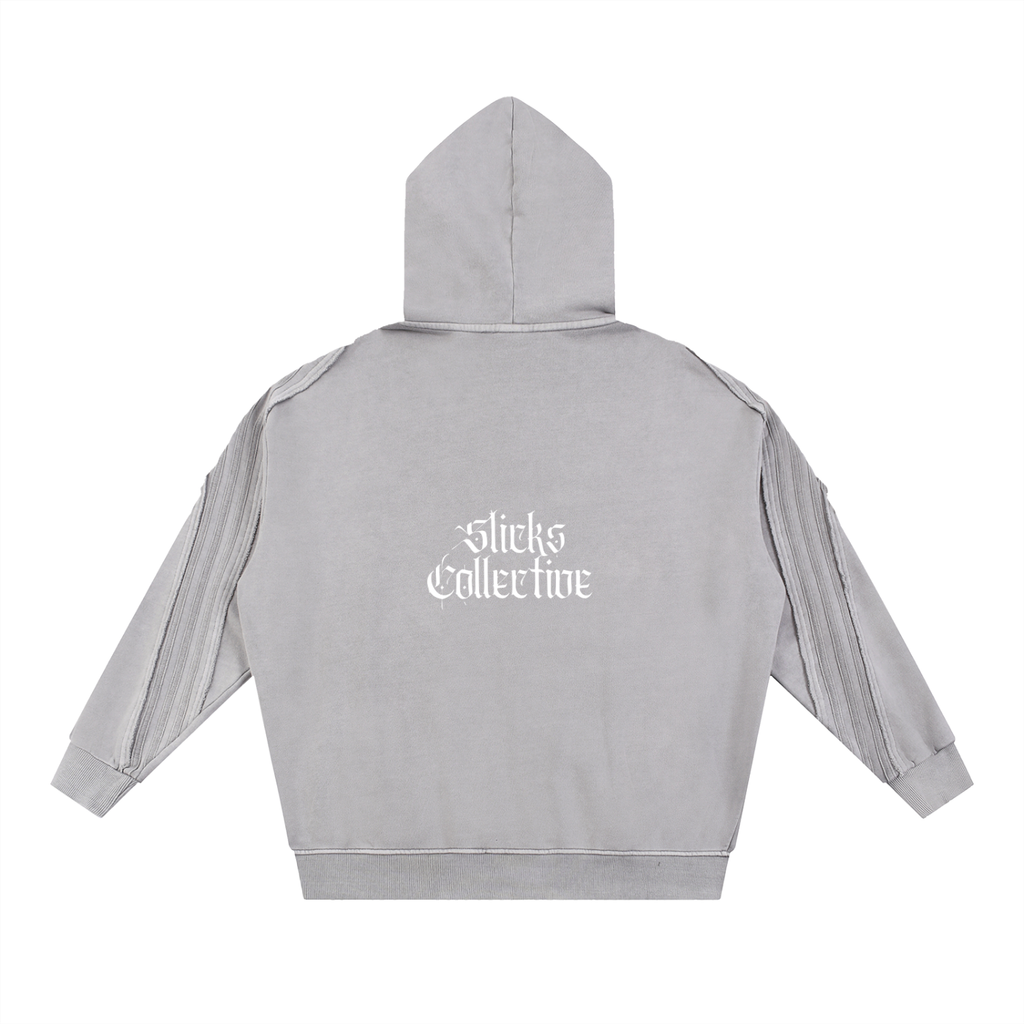 Snow Washed Tape Raw Edge Zip Hoodie - *Signature*