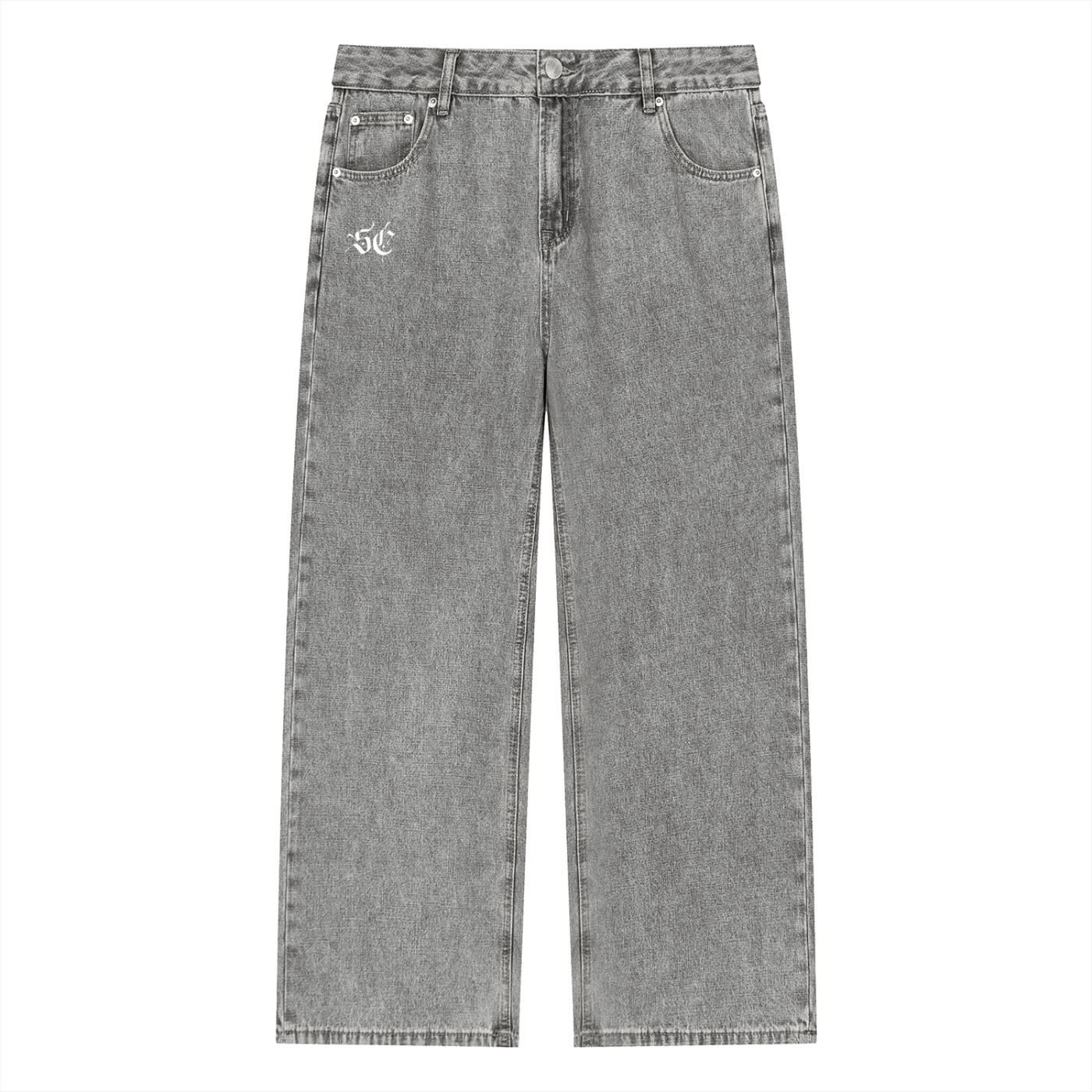 Vintage Wash Straight Leg Jeans