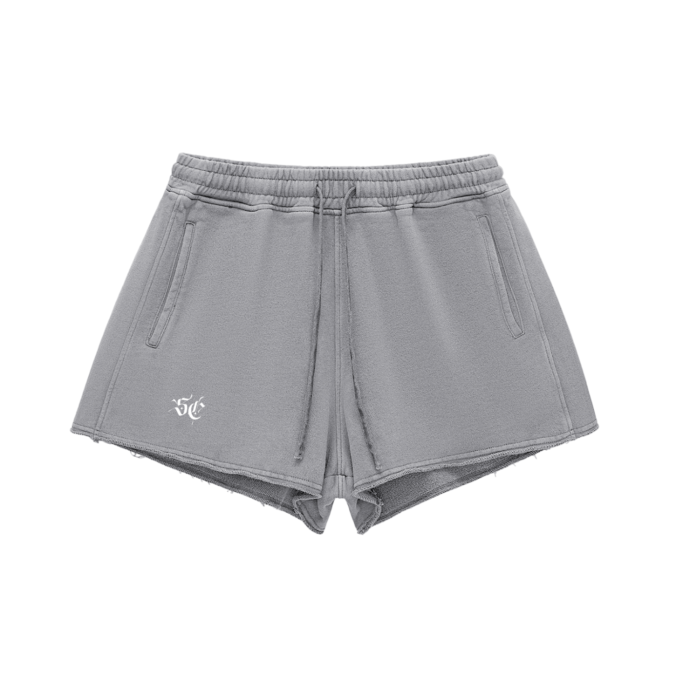Snow Washed Raw Edge Shorts - *Signature* White Logo
