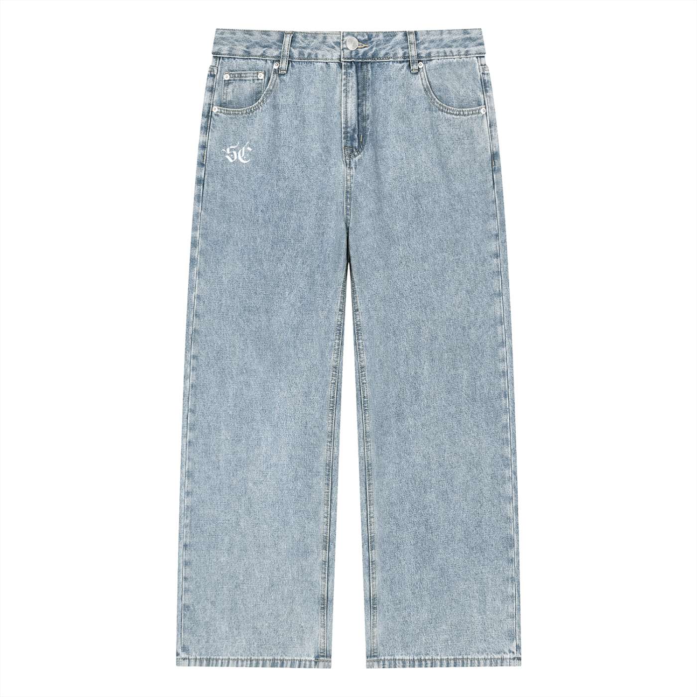 Vintage Wash Straight Leg Jeans