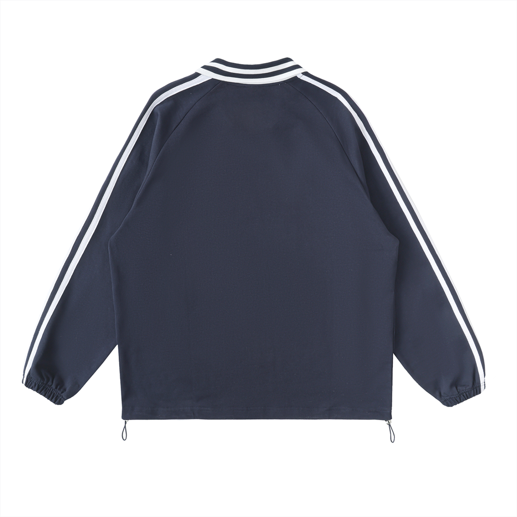 Contrast Striped Lapel Collar Sweatshirt - *Signature*