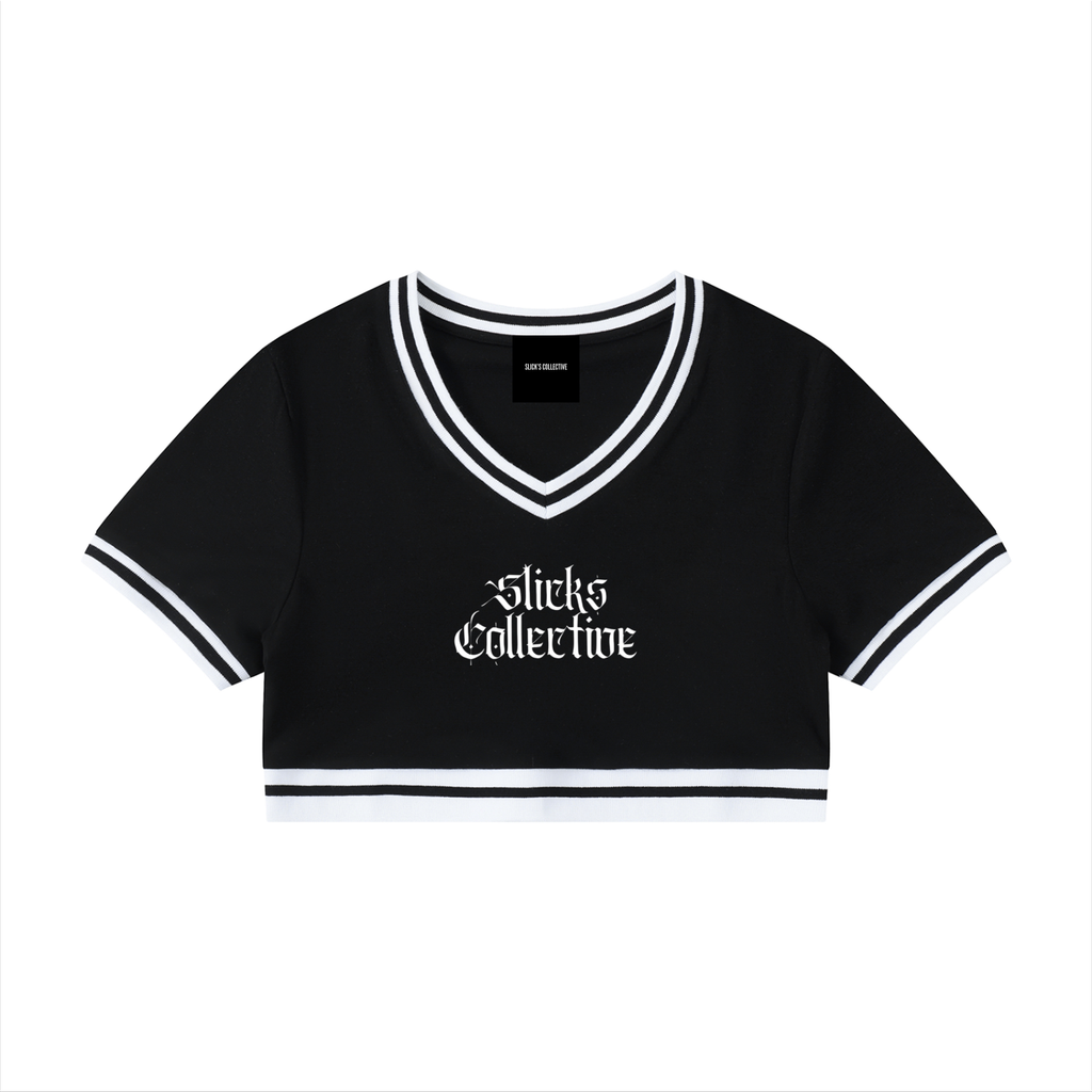Women's Color Block V-Neck Crop Tee - *Signature*