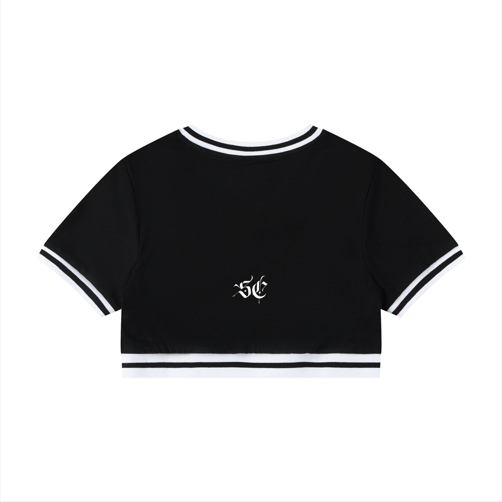Women's Color Block V-Neck Crop Tee - *Signature*