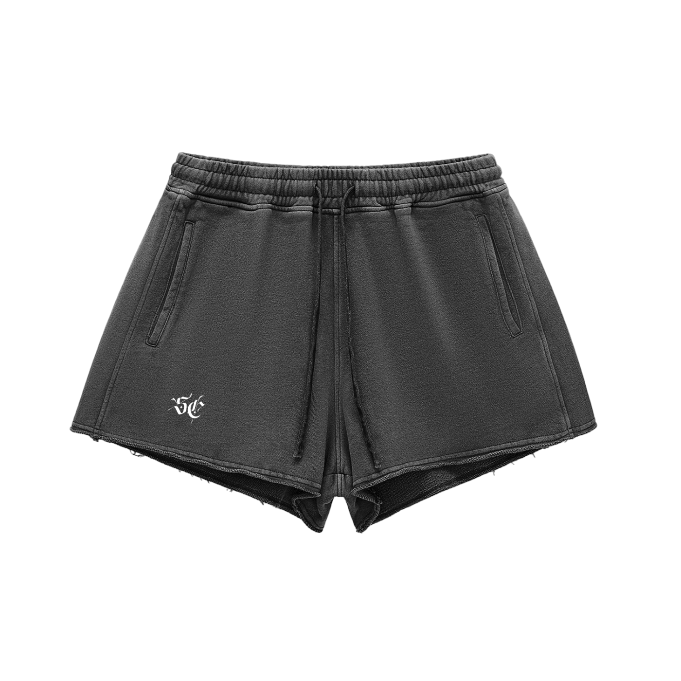 Snow Washed Raw Edge Shorts - *Signature* White Logo