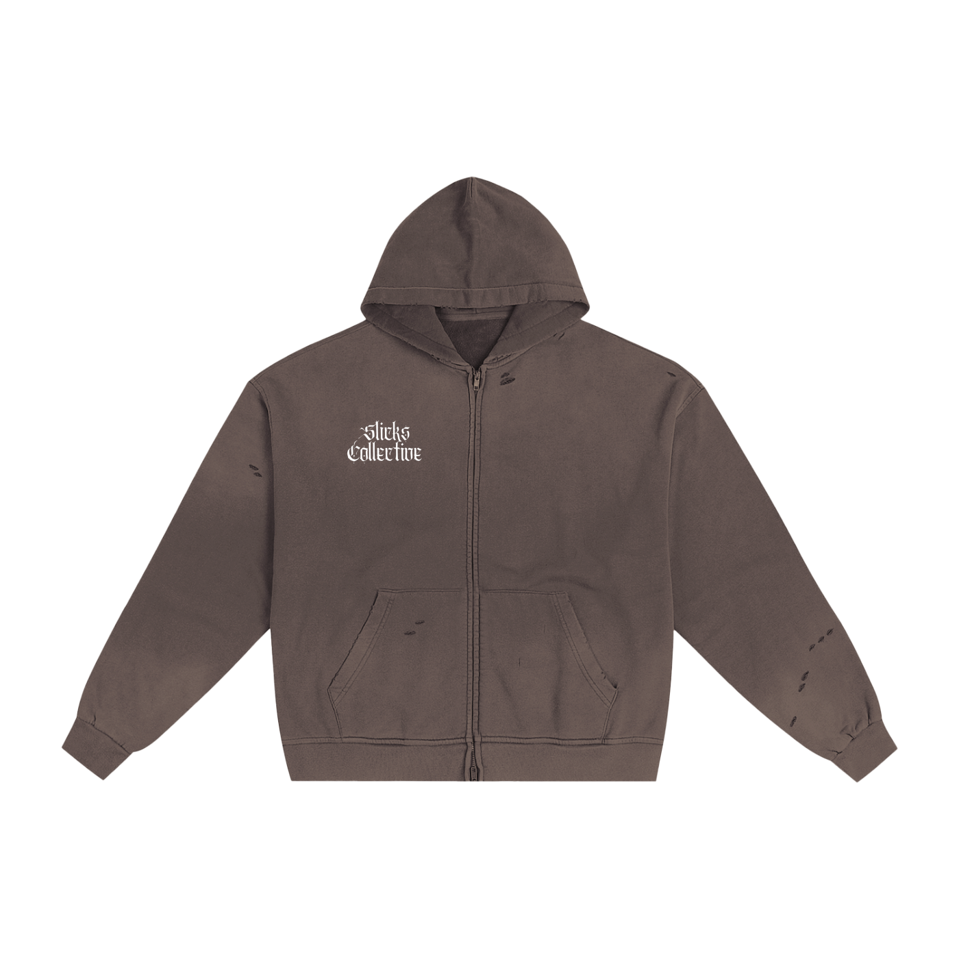 Hand-Frayed Sunfade Zip Hoodie