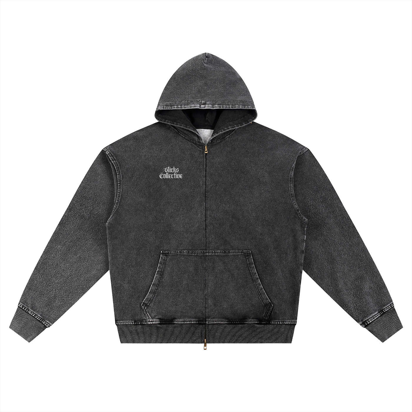 Snow Wash Oversized Zip-Up Hoodie - *Signature*