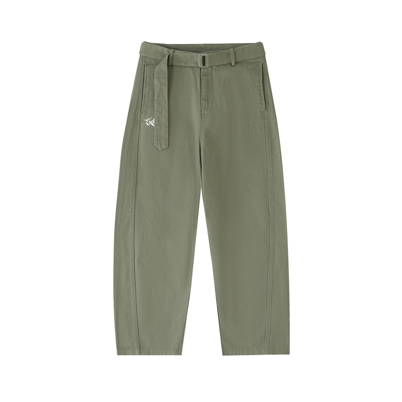 Belted Barrel-leg Chino Pants - *Signature*