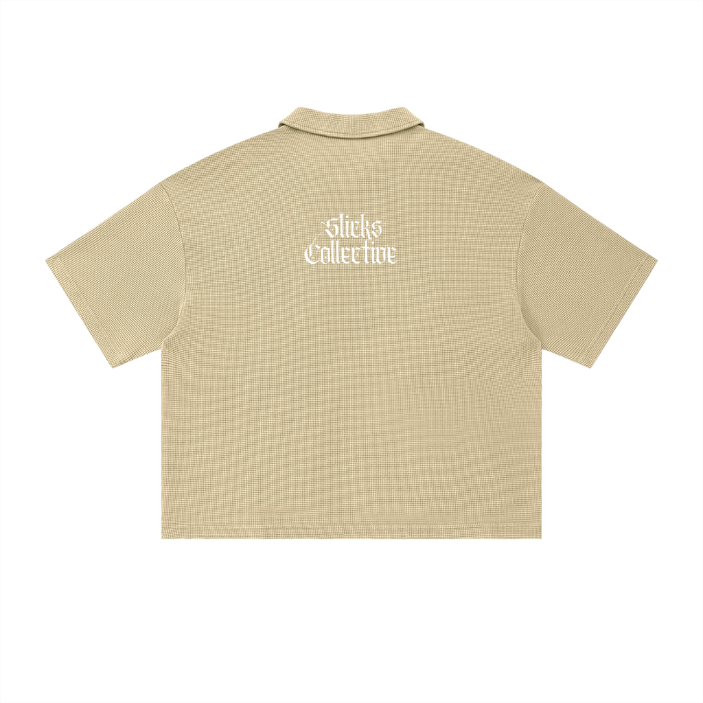 Vintage Wash Waffle Boxy Polo Shirt - *Signature*