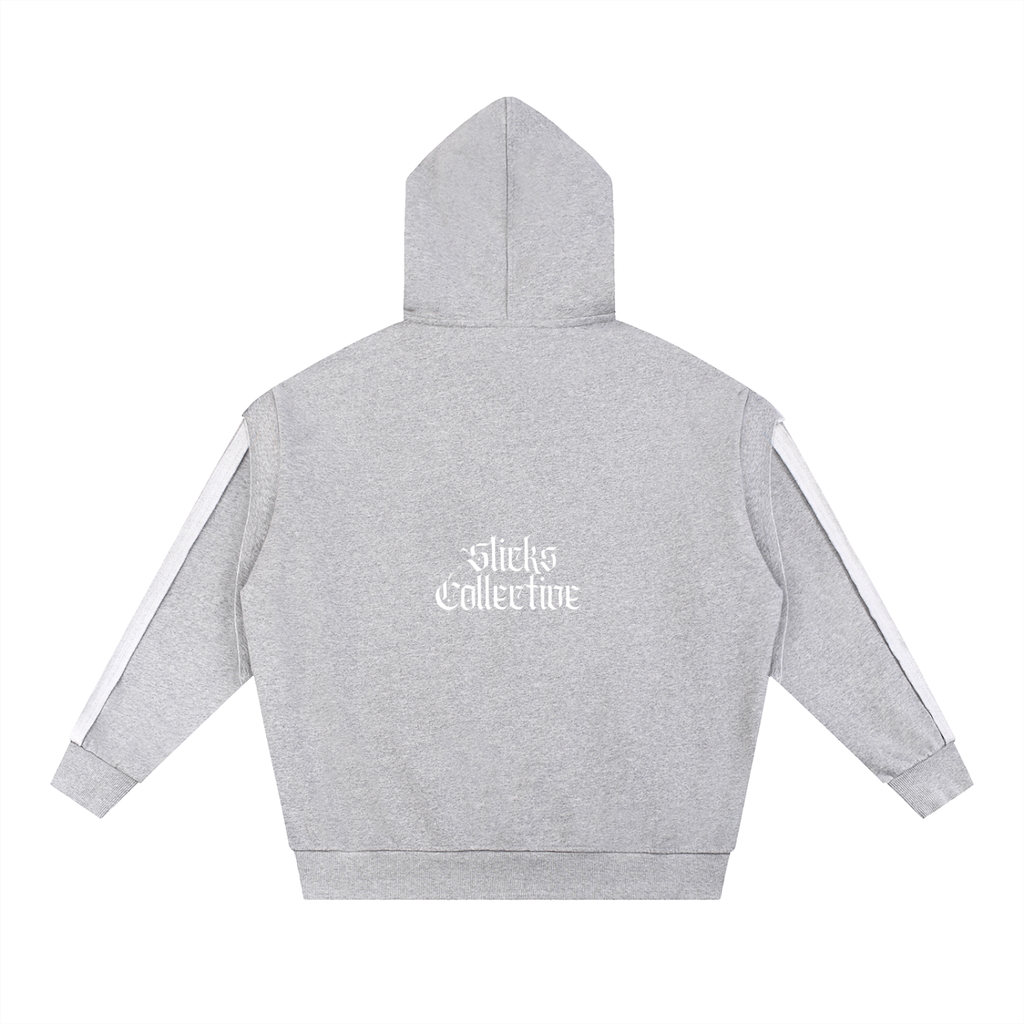Contrast Tape Raw Edge Double Layered Hoodie - *Signature*