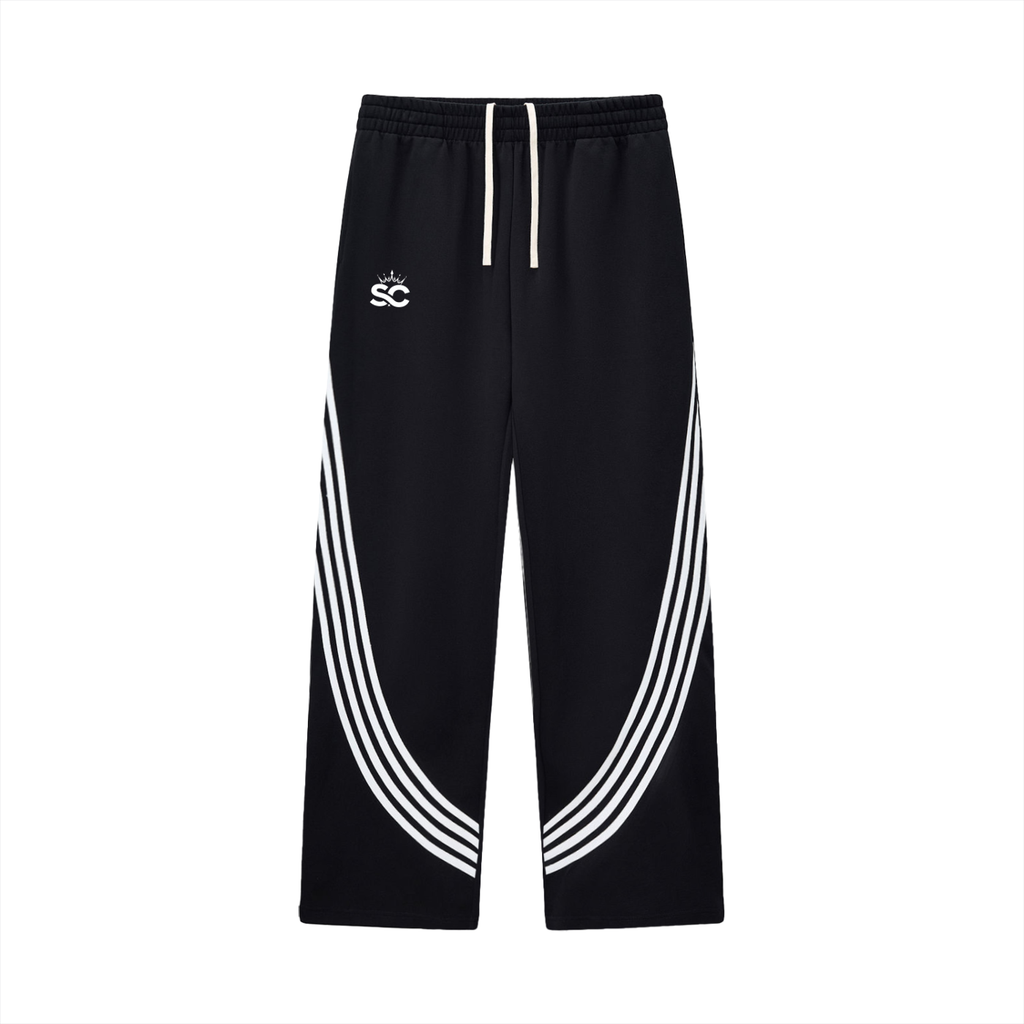 Curved Stripe Straight Sweatpants - *Rise*