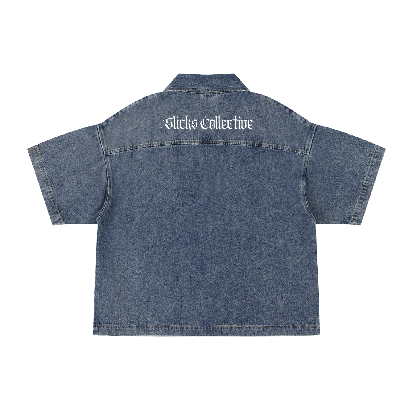 Vintage Wash Boxy Quarter-Zip Denim Shirt - Signature*