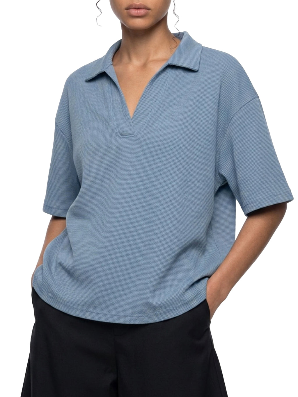 Vintage Wash Waffle Boxy Polo Shirt - *Signature*